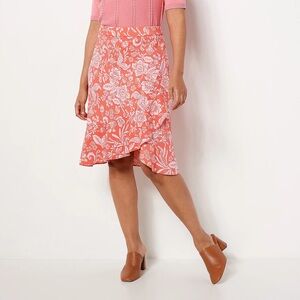 Isaac Mizrahi Live! Size 3X Bridgehampton Faux Wrap Skirt DIJON